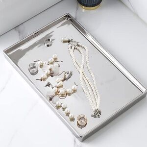 Classic Chrome Ceramic Jewelry Makeup Tool Tray